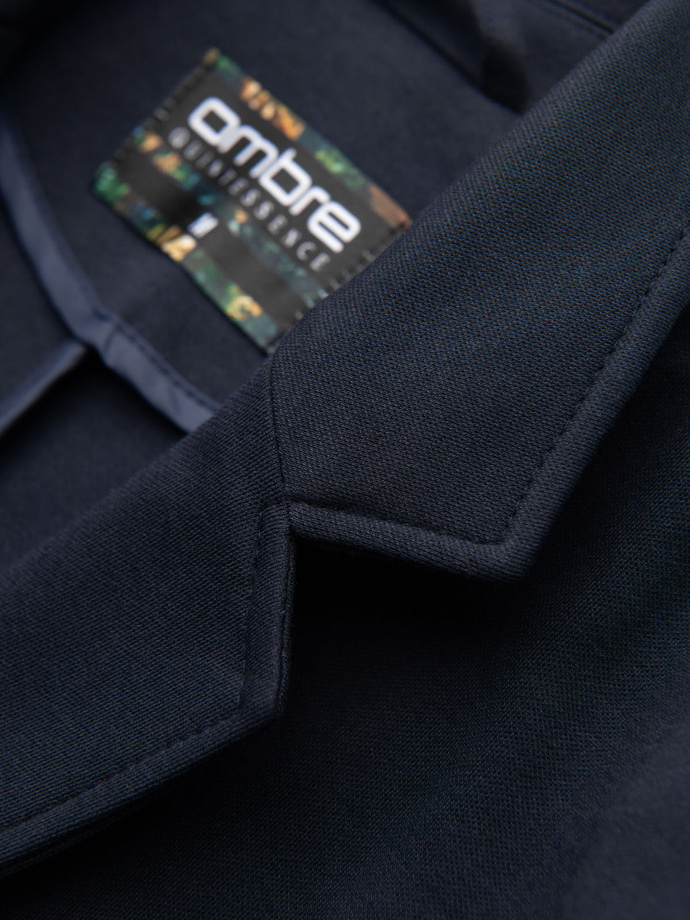 Men's SLIM knit jacket with subtle texture - navy blue V3 OM-BLZB-0101