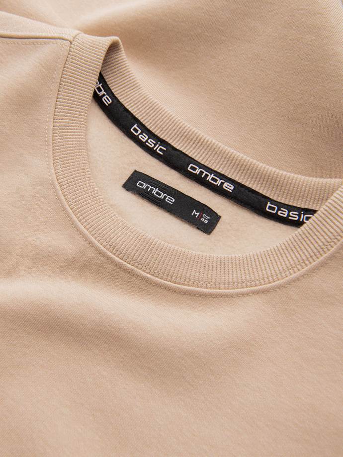 BASIC men's non-stretch cotton sweatshirt - beige V6 OM-SSBN-0159