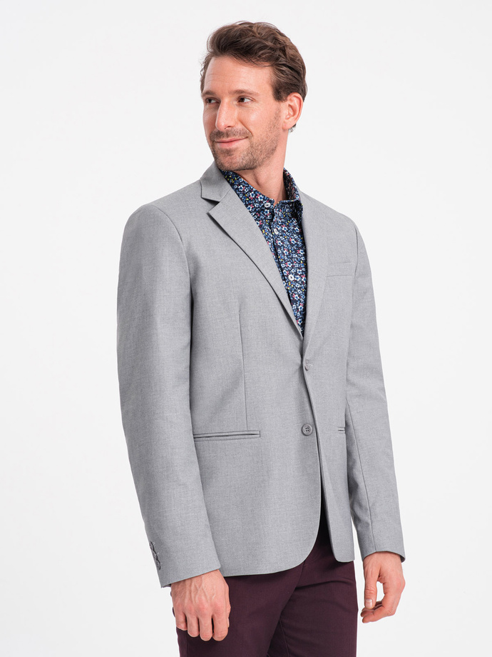 Classic men's jacket with pillowcase pocket - grey V1 OM-BLZB-0115