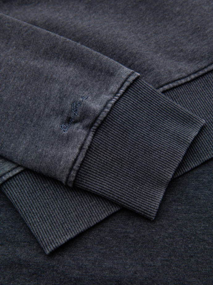 Washowana bluza męska z ozdobnym przeszyciem przy dekolcie - granatowa V4 OM-SSDS-0131