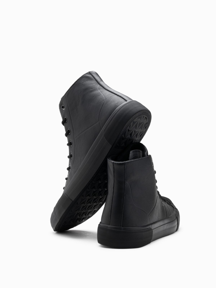 Men's high-top sneakers with rubber toe - black V6 OM-FOSH-0138