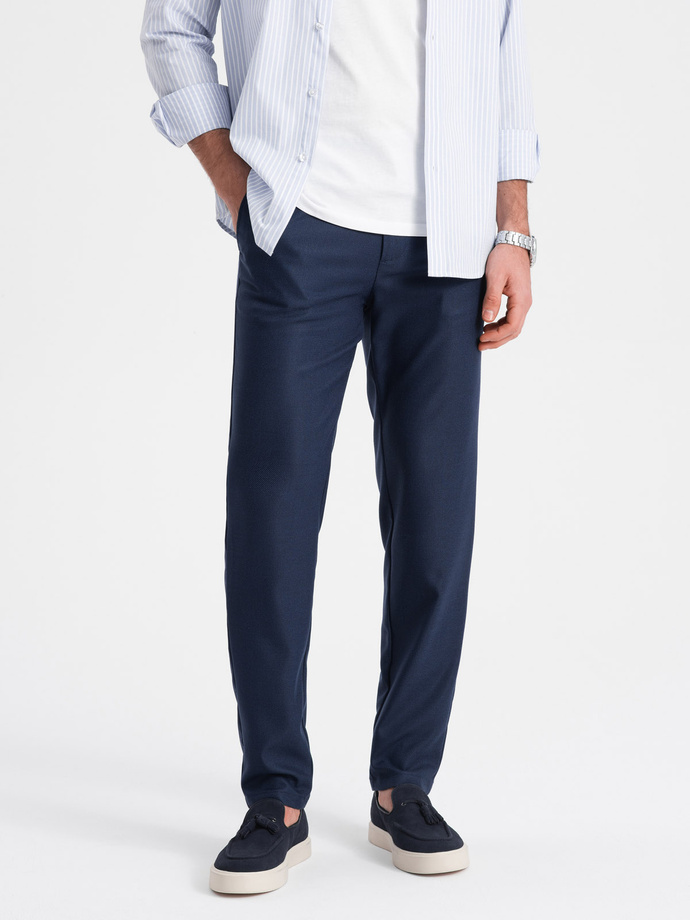 Men's classic chino SLIM FIT pants - navy blue V1 OM-PACP-0182
