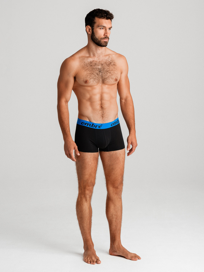 Men's cotton boxer shorts with contrasting elastic - 7-pack black V1 OM-UNBO-0100