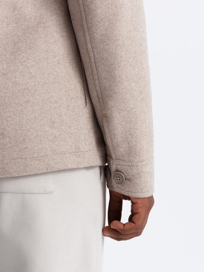 Men's lightweight fleece jacket with viscose - beige V1 OM-JANP-0199