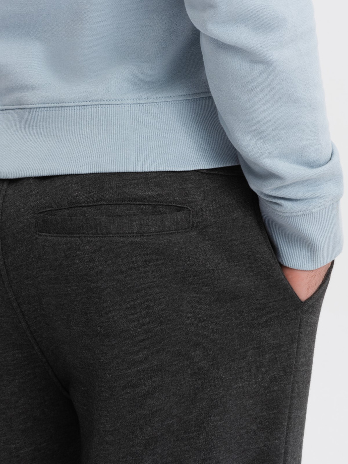 Men's sweatpants with stitching and zipper on leg - graphite melange V2 OM-PASK-0147