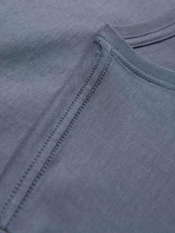 Klasyczny T-shirt męski bawełniany BASIC - jeansowy V5 OM-TSBS-0146