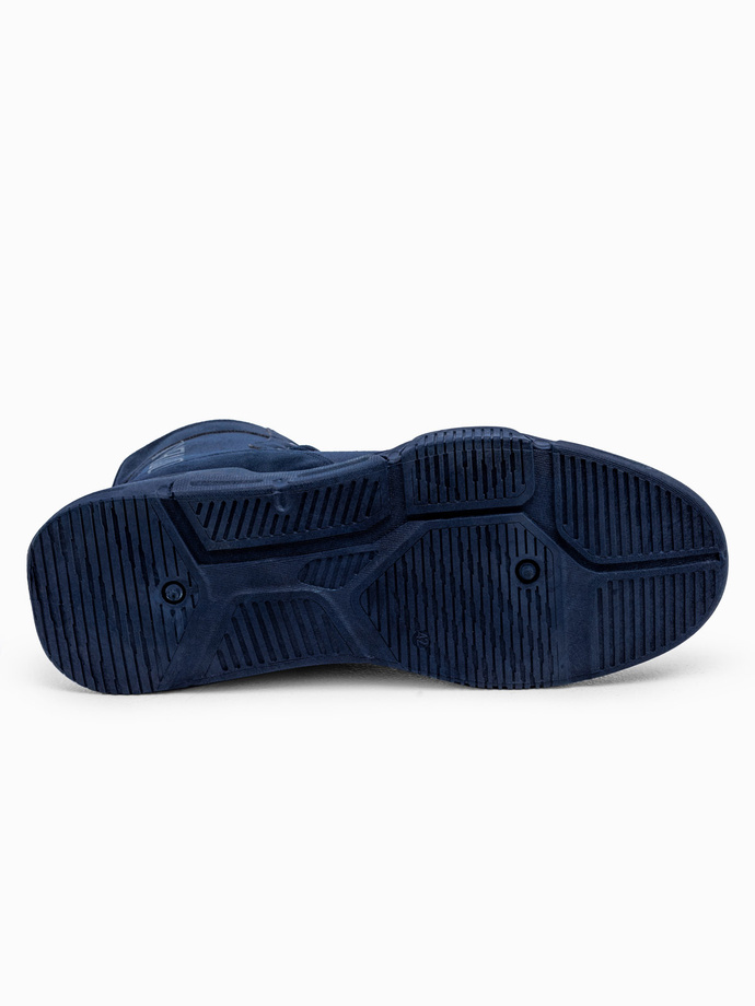 Męskie buty sneakersy za kostkę z rzeźbioną podeszwą – granatowe V4 T392