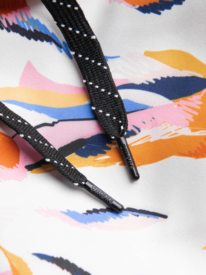 Szorty męskie kąpielówki w kolorowy print - białe V2 OM-SRBS-0140