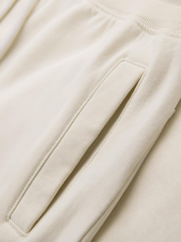 Męskie spodnie dresowe typu jogger - kremowe V11 OM-PABS-0173