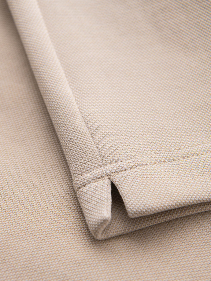 Men's SLIM FIT short shorts in melange structured knit - sand V3 OM-SRCS-0166