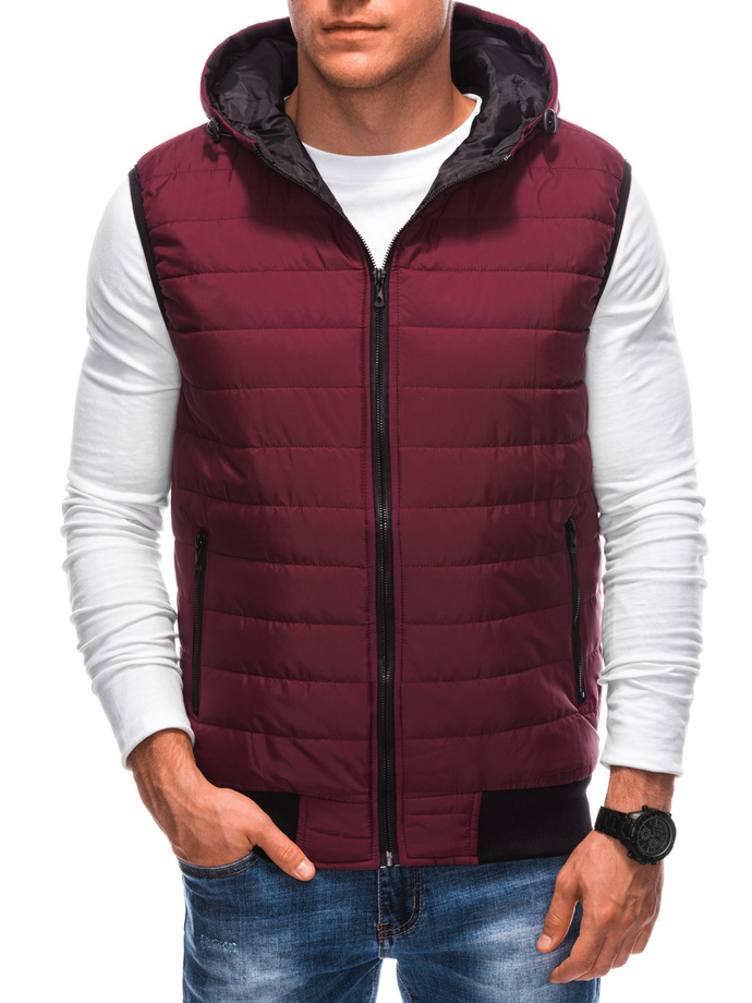 Men's quilted vest V58 - burgundy