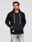 Men's kangaroo sweatshirt with hood - black V5 OM-SSBN-0177