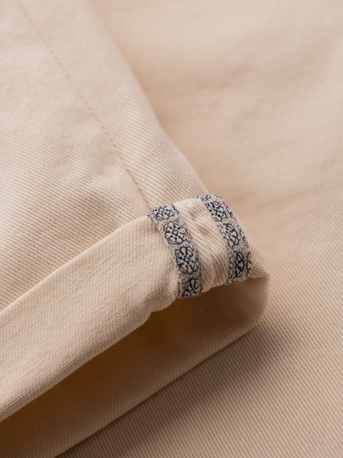 Men's denim classic shorts with rolled up leg - cream V2 OM-SRDS-0162