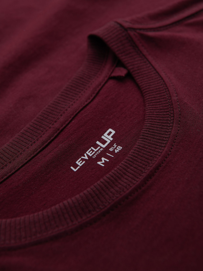 Men's cotton t-shirt with pocket print - maroon V2 OM-TSPT-0154