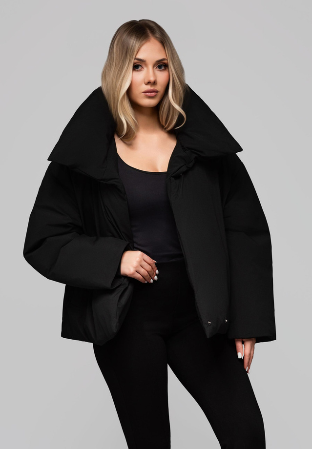 Women's quilted jacket with stand-up collar OW-JALP-0101 v1 - black