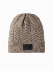 Men's knitted sweater-weave cap with patch - ash V6 OM-ACWH-0122