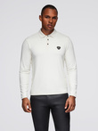 Long sleeve polo shirt with elegant branded buttons - cream V2 OM-POLS-0139