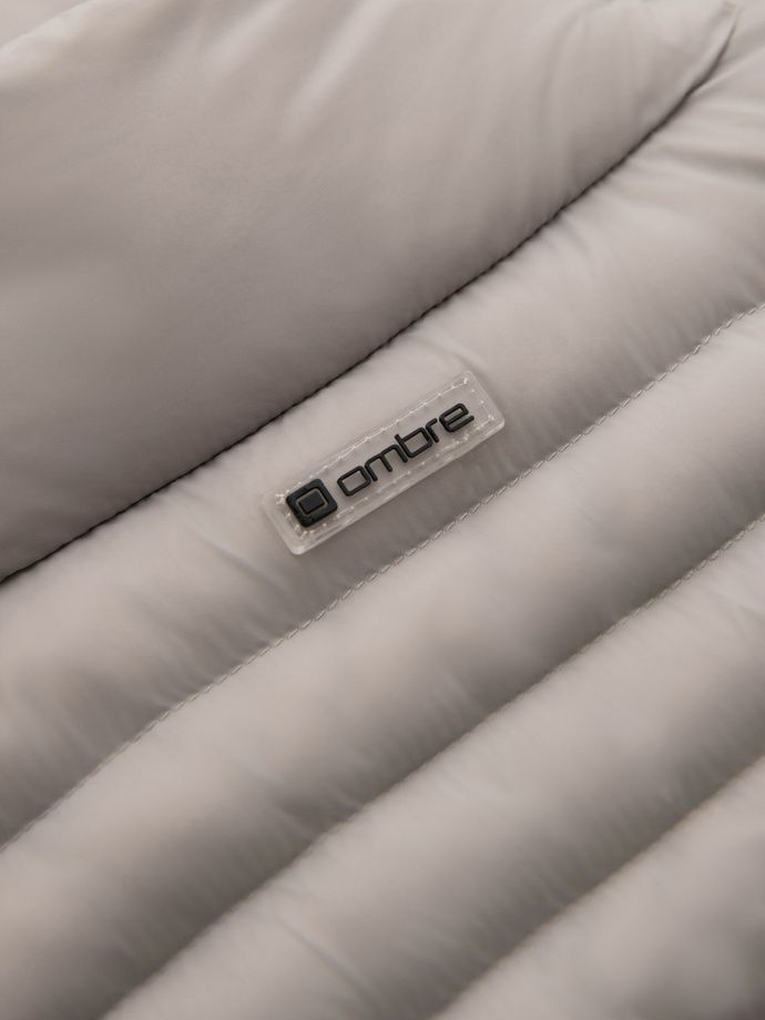 Men's quilted jacket with two fasteners - light grey V2 OM-JALP-0231