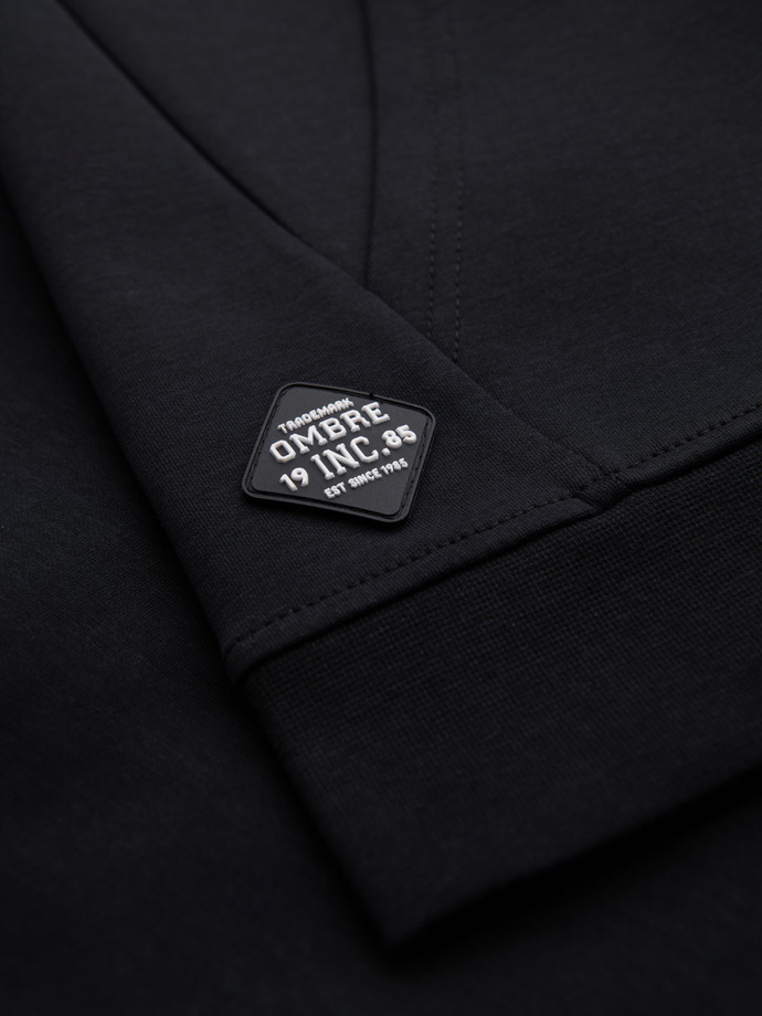 Unzipped hoodie sweatshirt in streetwear style - black V3 OM-SSZP-0213