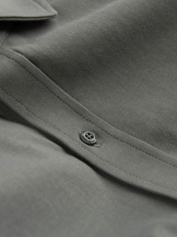 Bawełniana męska koszula REGULAR z dzianiny single jersey - jasny khaki V4 OM-SHCS-0138
