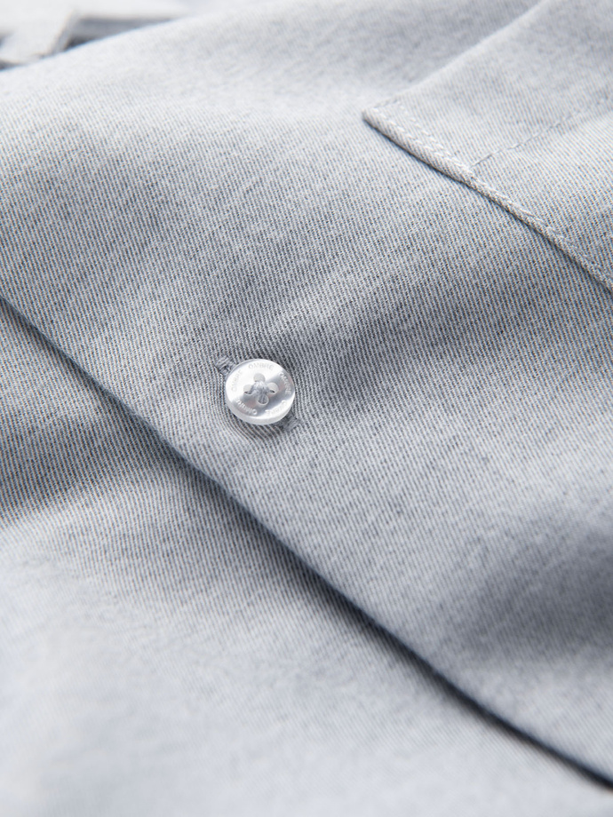 Męska koszula klasyczna regular fit - szary melanż V2 K694