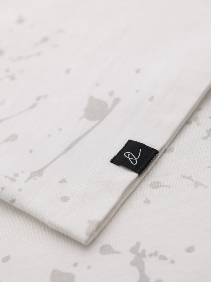 Męski t-shirt z nadrukiem i okrągłym dekoltem – biały V1 OM-TSFP-0187