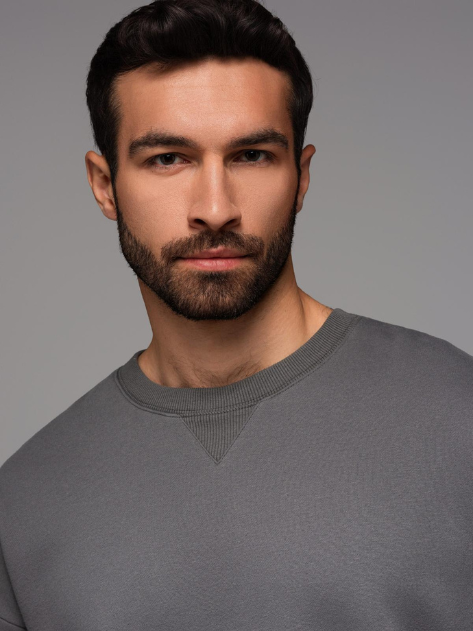 Dresowa klasyczna bluza unisex z okrągłym dekoltem – szara V18 OU-SNBC-0104