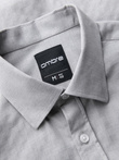 Men's SLIM FIT shirt in decorative fabric with pocket - grey V2 OM-SHCS-0174