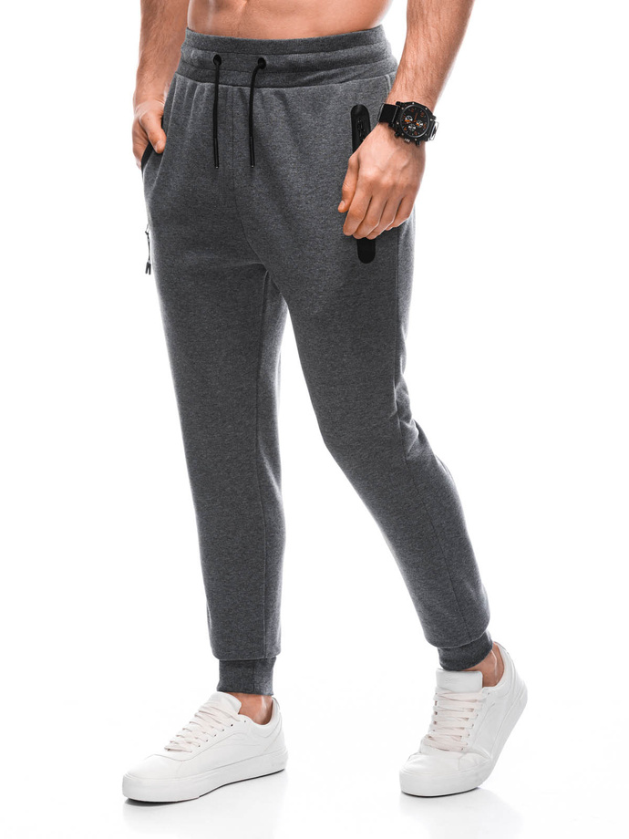 Men's sweatpants with zippered pockets EM-PASK-0102 - graphite melange V7