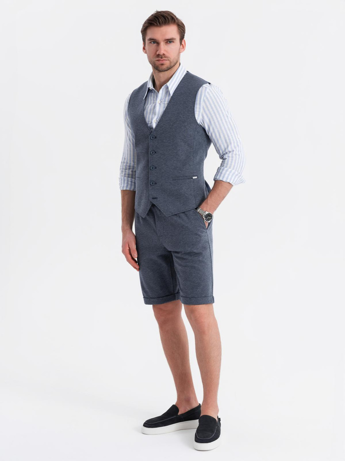 Men's elegant set suit vest + shorts - navy blue V1 Z112