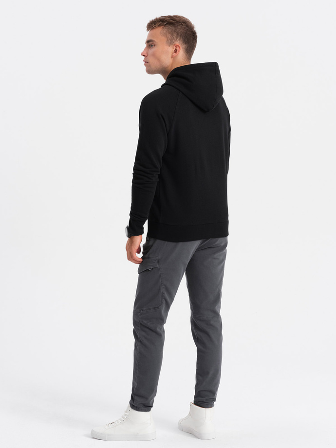 Bluza męska HOODIE z nadrukiem - czarna V3 OM-SSPS-0152