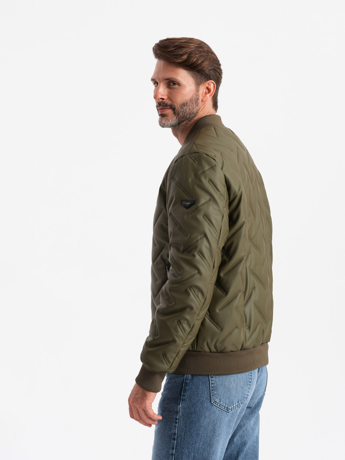 Men's embossed bomber jacket - olive V2 OM-JALP-0196