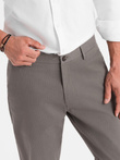 Spodnie męskie chino REGULAR FIT z delikatną strukturą – szare V1  OM-PACP-0184