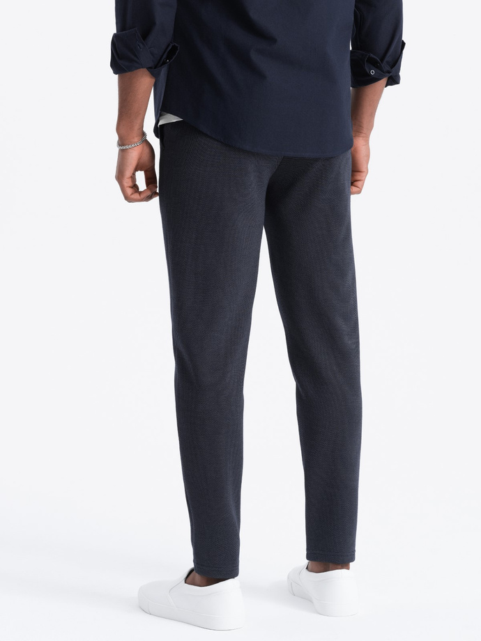 CARROT men's pants in structured two-tone knit - navy blue V1 OM-PACP-0168