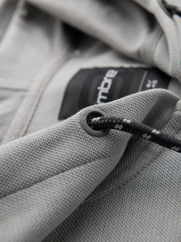 Męska bluza dresowa z kapturem o delikatnej strukturze – szara V4 OM-SSZP-0191