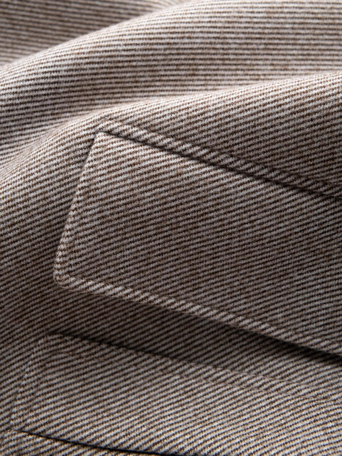 Jednorzędowy wzorzysty męski płaszcz z kieszeniami – popielaty V1 OM-COWC-0108