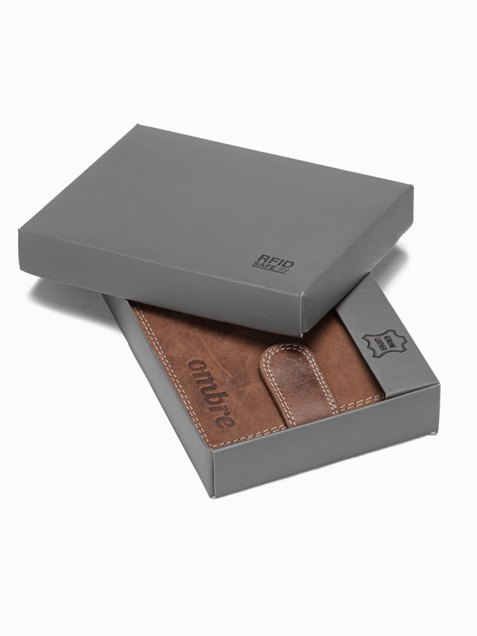 Portfel męski skórzany - brązowy A087