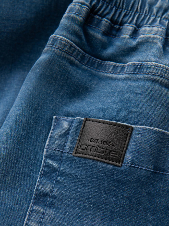 Jeansowe męskie joggery z lampasami – niebieskie V3 OM-PADJ-0156