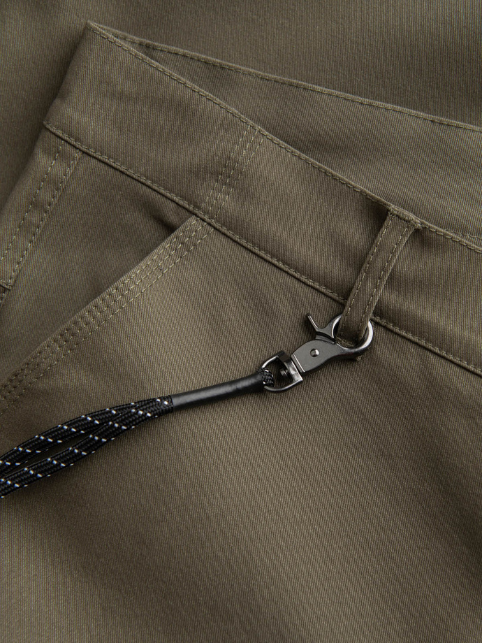 Men's pants with cargo pockets and leg hem - dark olive green V1 OM-PACG-0189