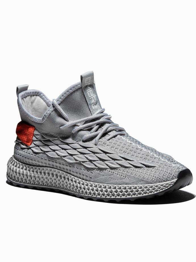 Lekkie buty męskie sneakersy sznurowane - szare V1 OM-FOKS-0141
