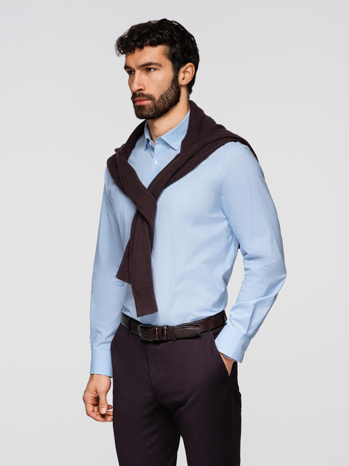 Klasyczna bawełniana męska koszula REGULAR - błękitna V1 K699