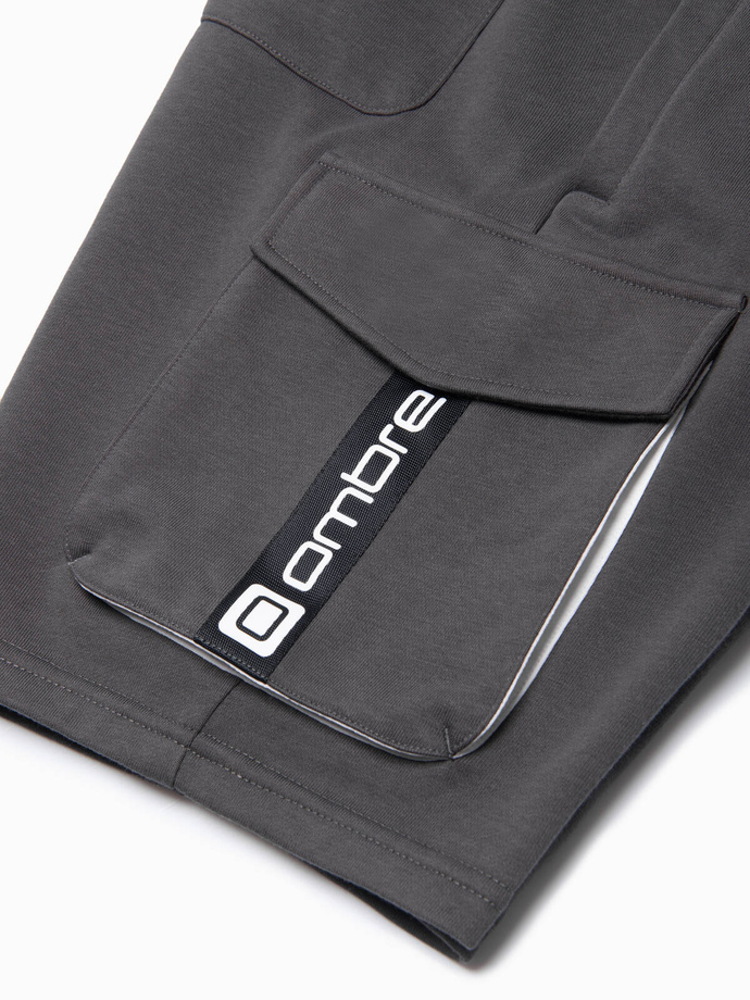 Men's shorts with cargo pockets - dark grey V2 OM-SRSK-0106