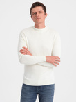 Men's knitted half turtleneck with viscose - cream V4 OM-SWTN-0100 