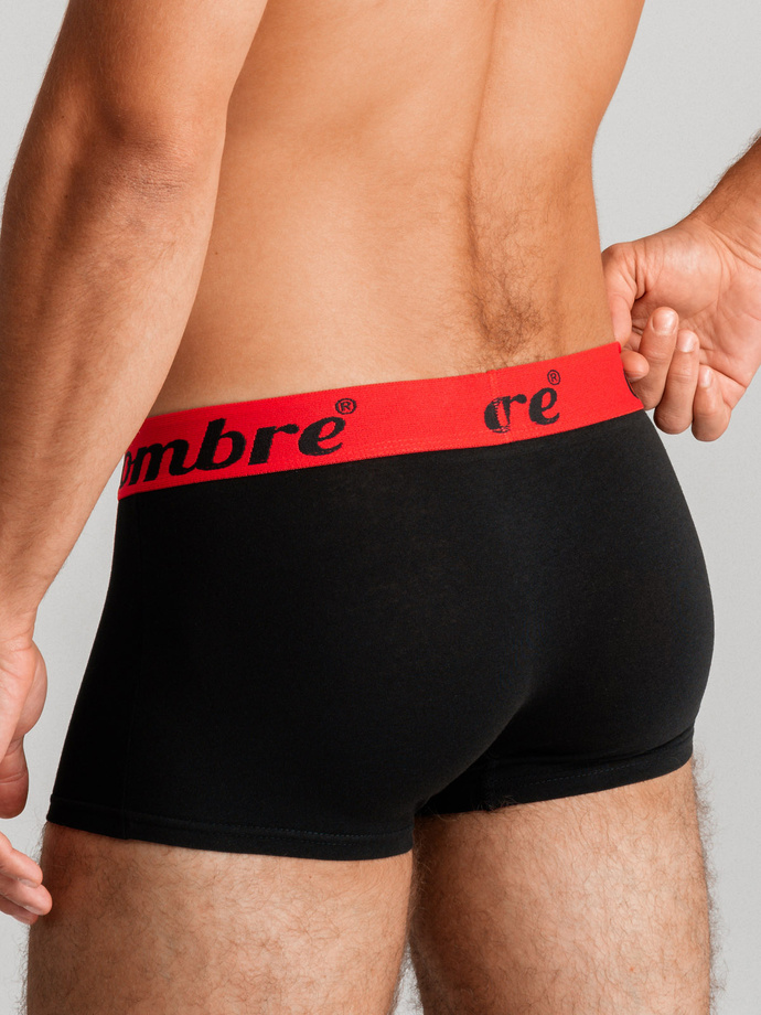 Men's cotton boxer shorts with contrasting elastic - 7-pack black V1 OM-UNBO-0100