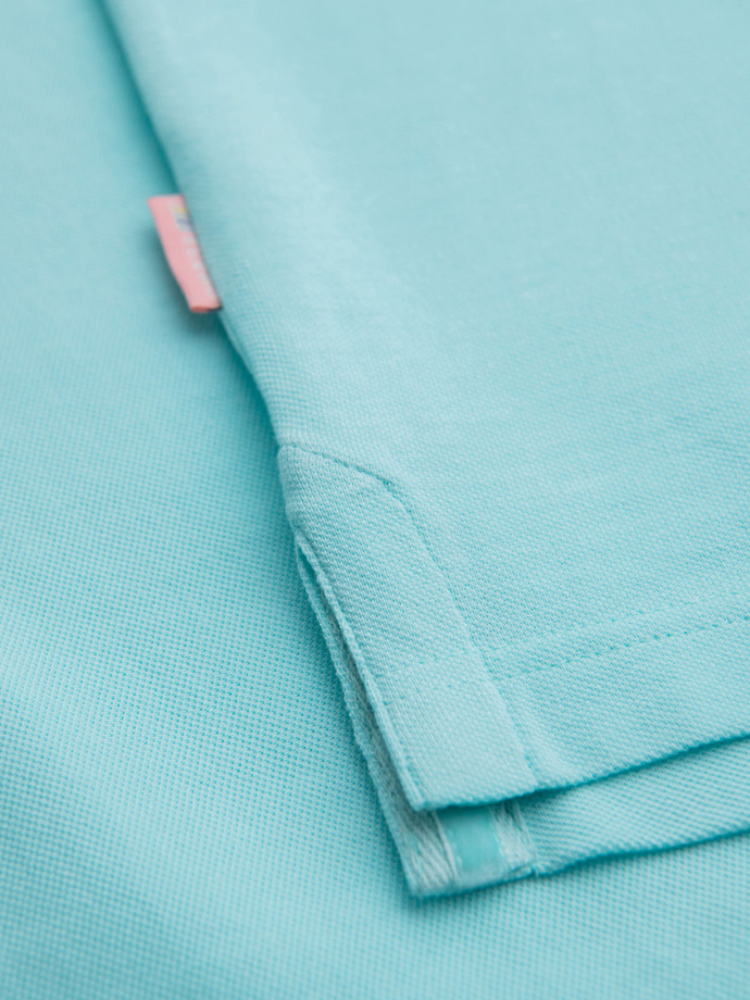 Polo koszulka z bawełnianej dzianiny pique – błękitna V2 OM-POSS-0103