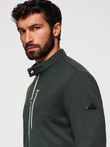 Structured men's biker jacket with stand-up collar - dark green V3 OM-JANP-0229