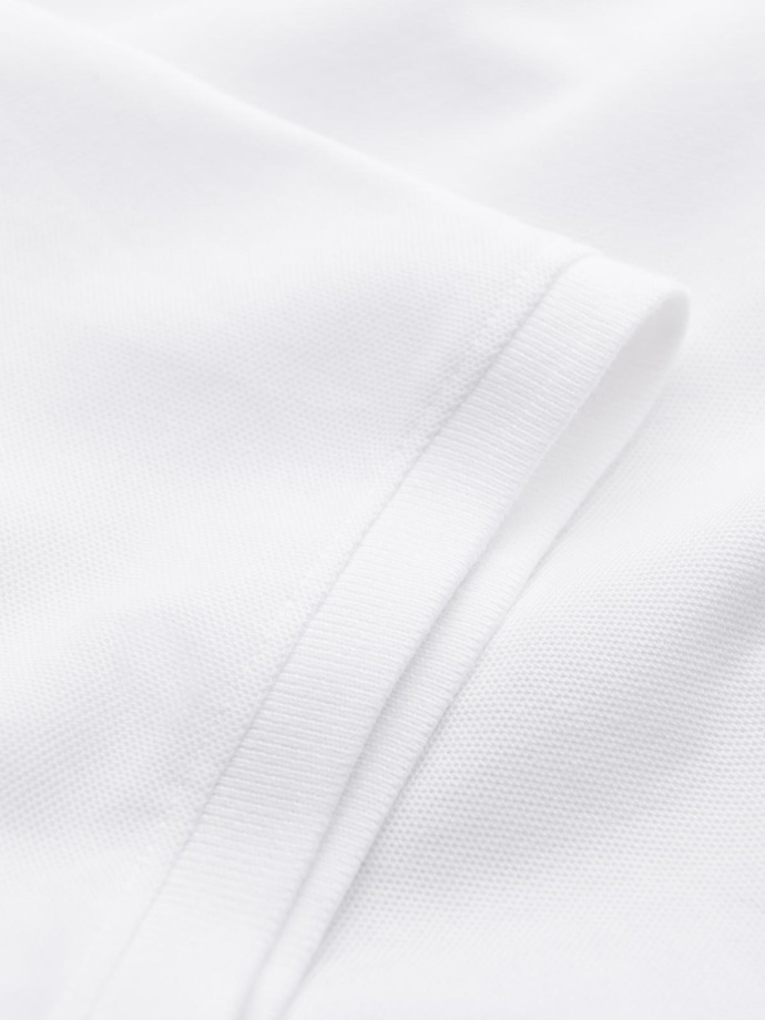 Jednokolorowa koszulka męska polo BASIC z dzianiny pique - biała V4 OM-POBS-0100