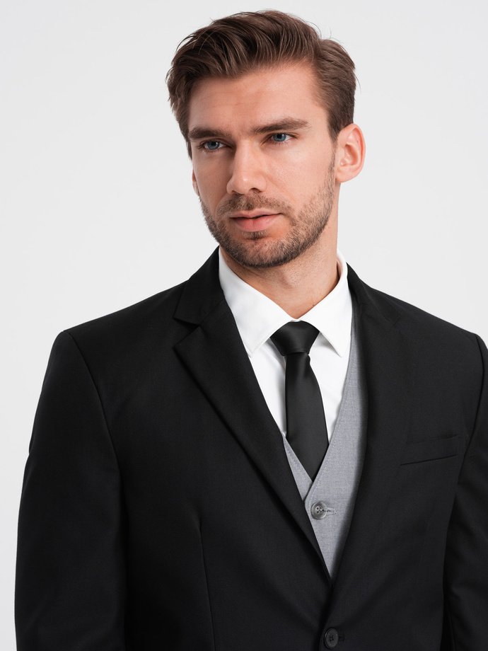 Men's classic jacket with pillowcase pocket - black V4 OM-BLZB-0115