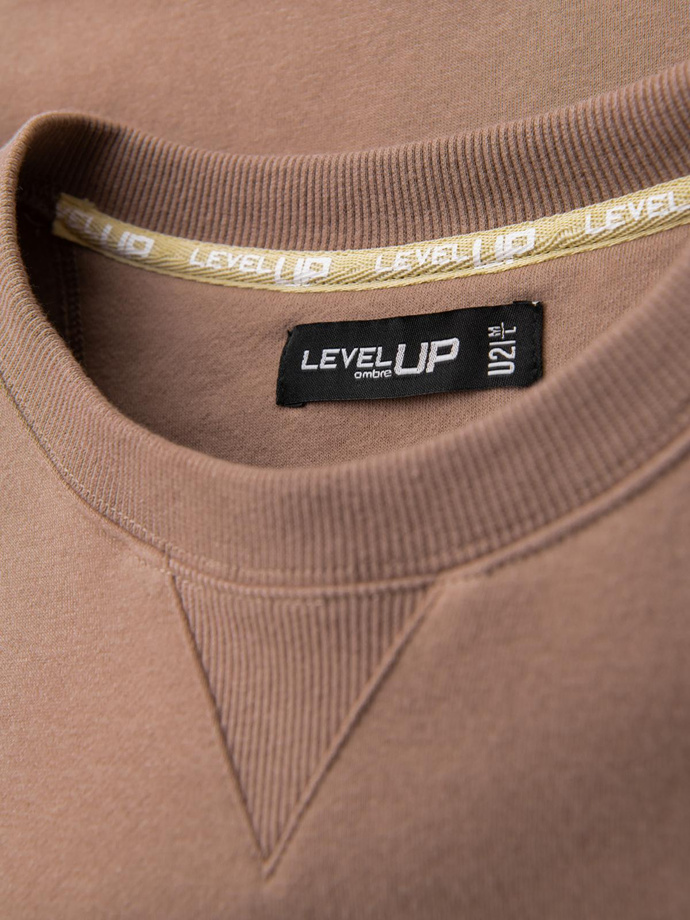 Classic unisex sweatshirt with round neckline - brown V16 OU-SNBC-0104