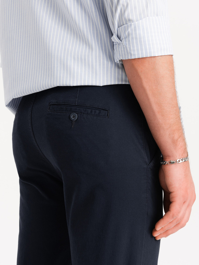Men's chino pants with decorative waistband - navy blue V2 OM-PACP-0118
